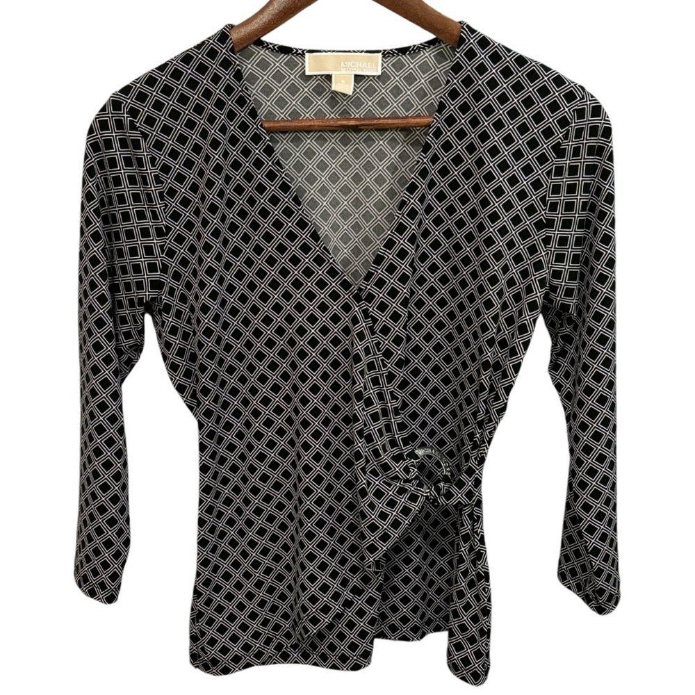 Michael Kors Faux Wrap V-Neck Woman’s Blouse Sz Small
